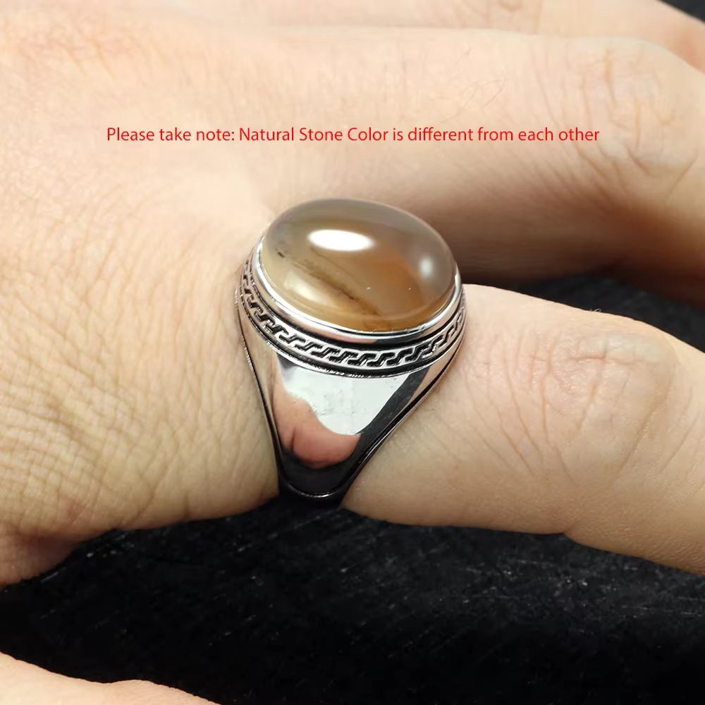 Bagues pour hommes en argent S925 garanti, design simple, bague turque pour homme avec pierres multi