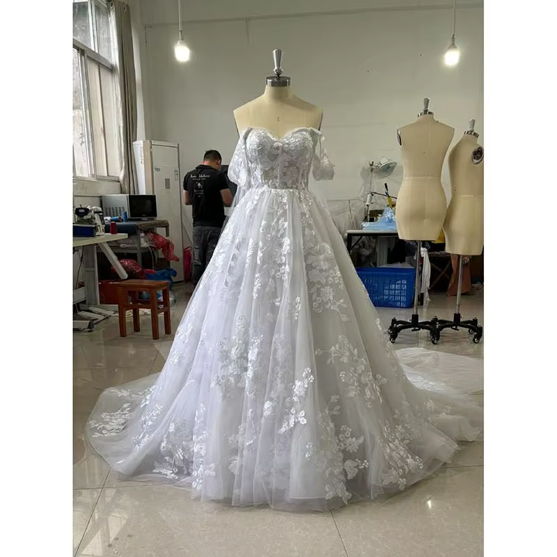 Robe de mariée légère avec Cape, épaules dénudées, rétro, élégante, avec traîne de balayage, en dent