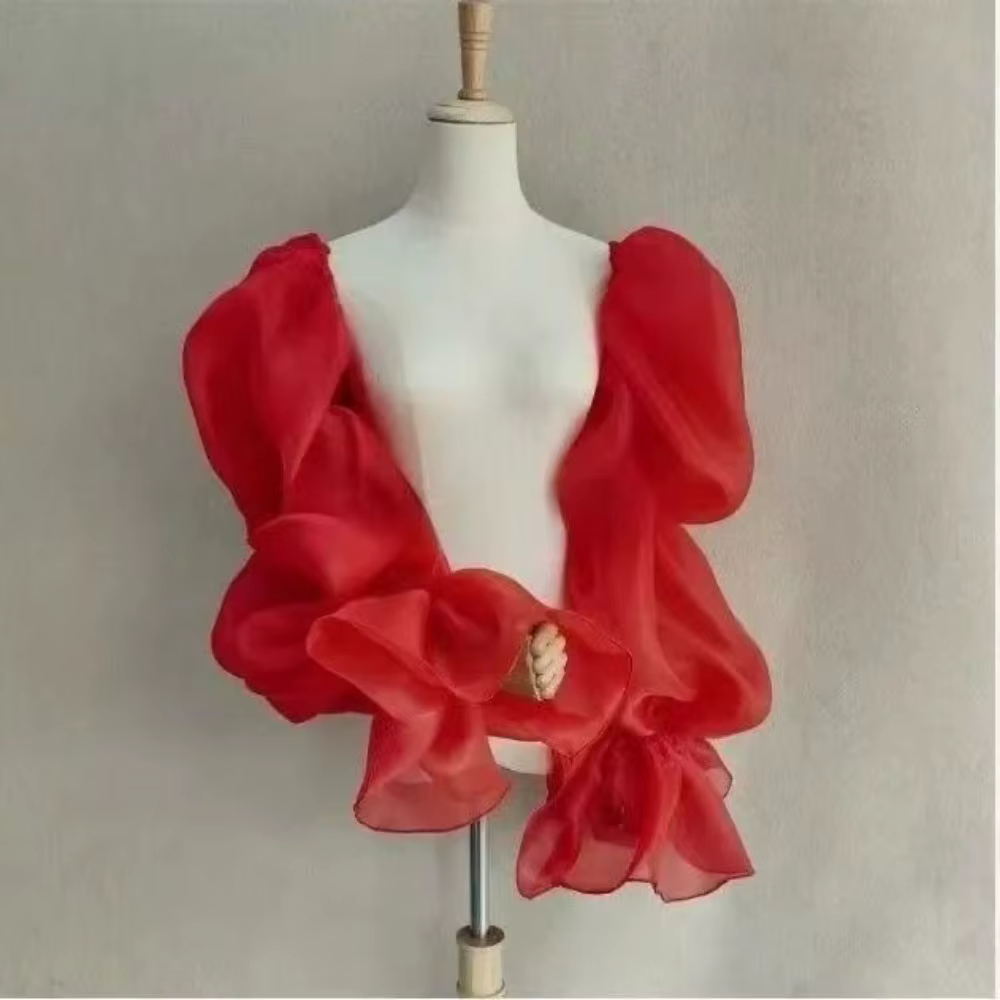 Manches de mariée élégantes et tendance, style féerique, avec volants et nœud, amovibles, pour robe 
