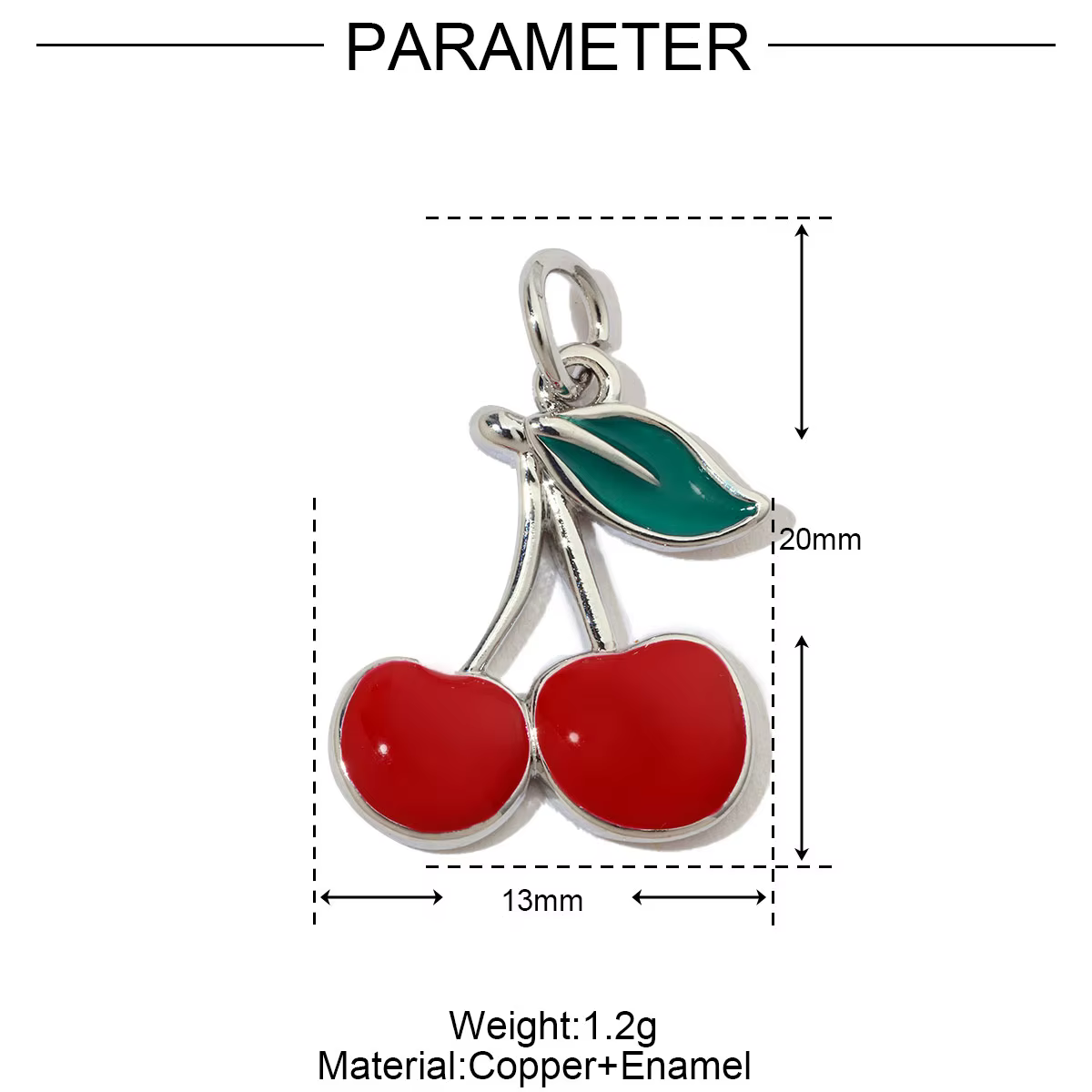 3 pièces/lot 18K couleur or véritable émail rouge cerise Bracelet breloques à assembler soi-même fem