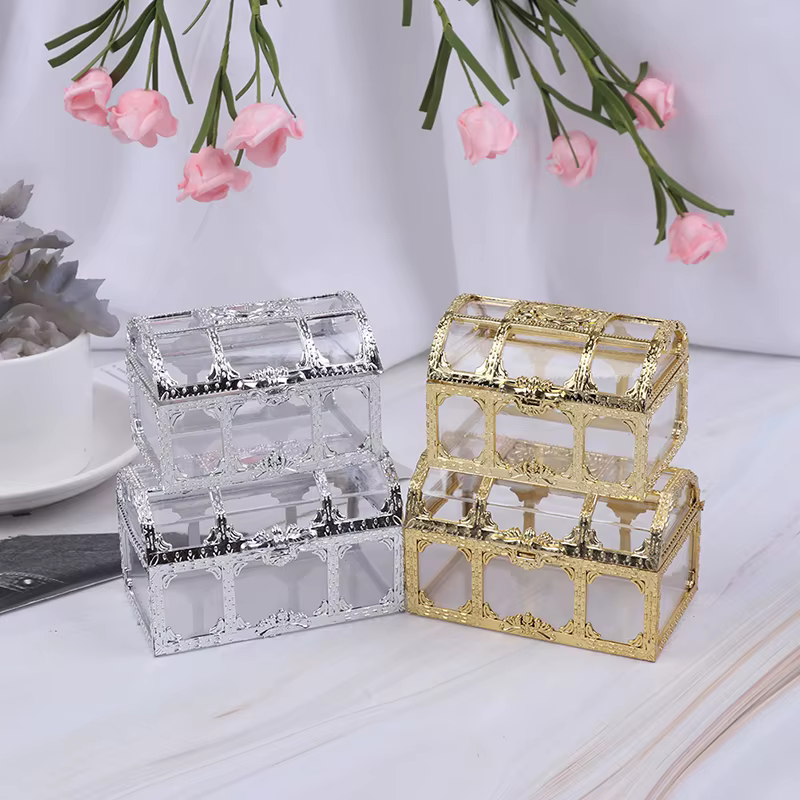Boîte de rangement Portable Vintage or argent trésor, 1 pièce, bibelot de bonbons pour bijoux, boîte