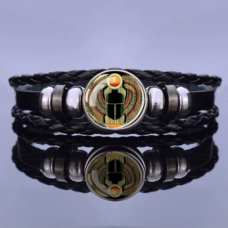 Bracelet Ankh croix punk égyptien, vintage, prairie, egypte, Anubis, scarabée, déesse, tissé, bracel