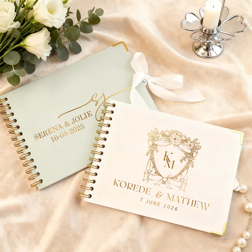 Livre d'or de mariage personnalisé, conception personnalisée avec noms pour mariage, fiançailles, an