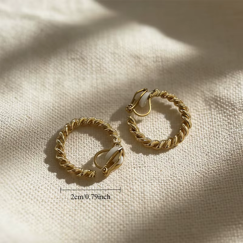 Boucles d'oreilles créoles demi-cercle plaquées or pour femmes, manchette d'oreille ronde, rétro, él
