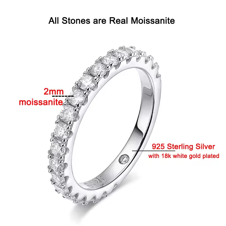 Parures de bagues en moissanite complète BXINY, 100% argent S925 pour femmes, bagues de mariage en d
