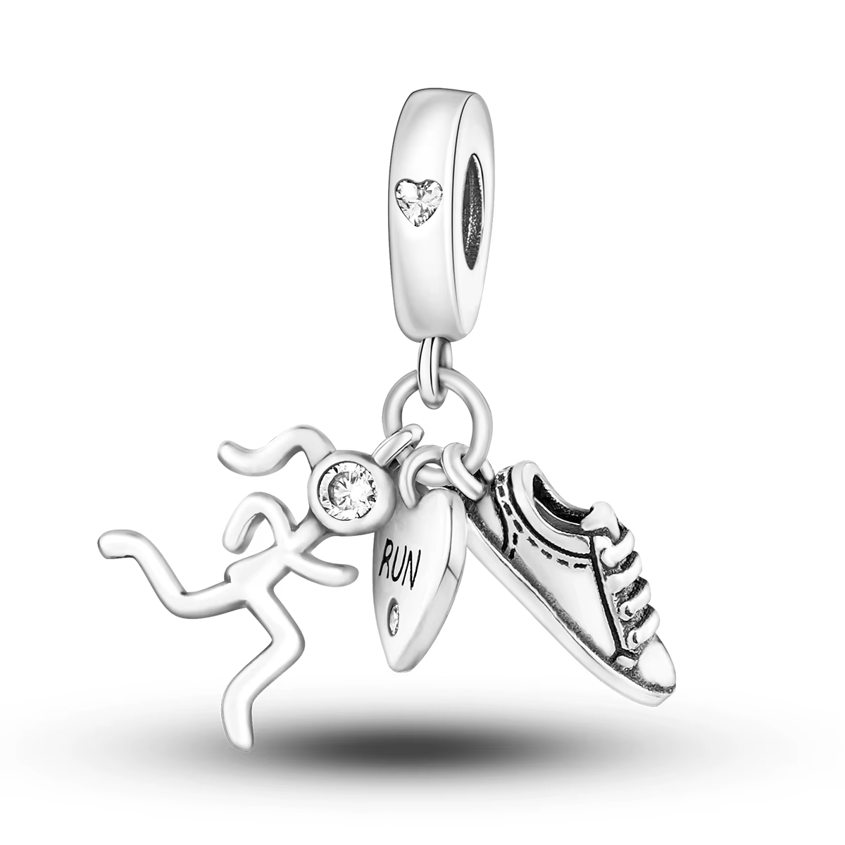 Breloques en argent sterling 925 pour baskets, perles émaillées noires et blanches en forme de chaus