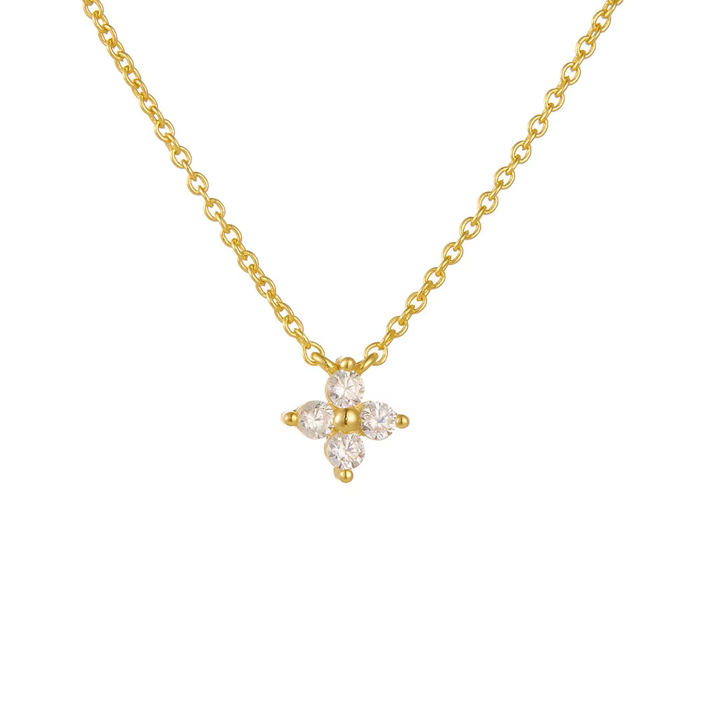 Collier délicat à petites fleurs pour femmes, couleur or argent, acier inoxydable, Zircon, ras du co