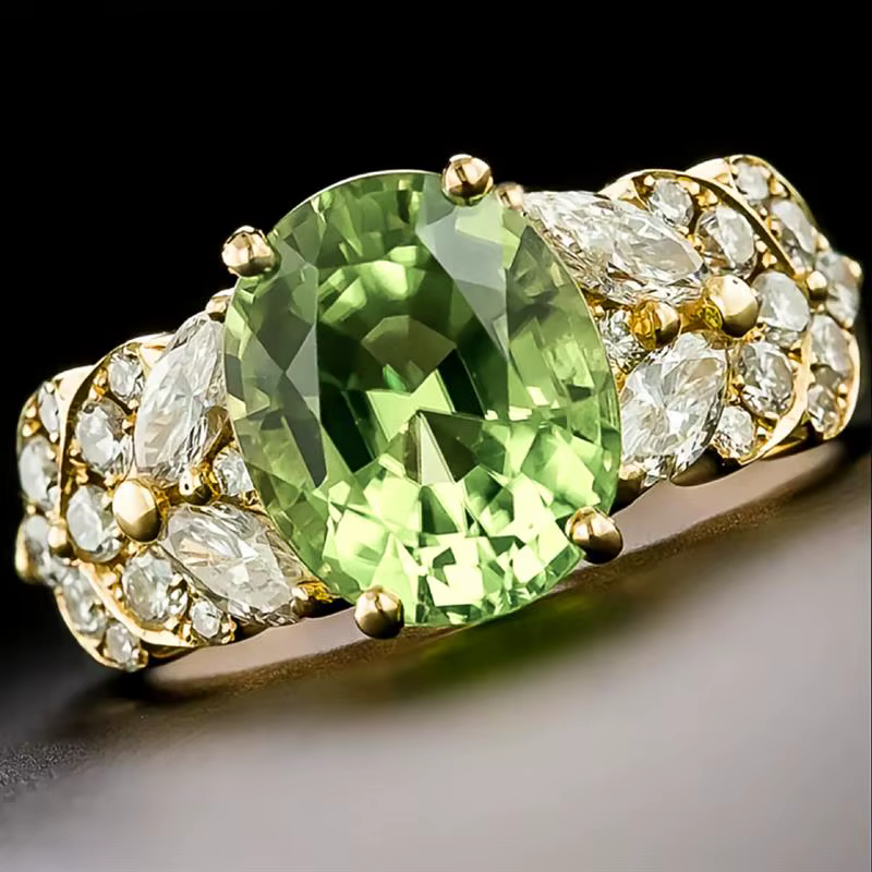 Huitan – bague de luxe pour femmes, couleur or, incrustée de CZ vert brillant, accessoires élégants 