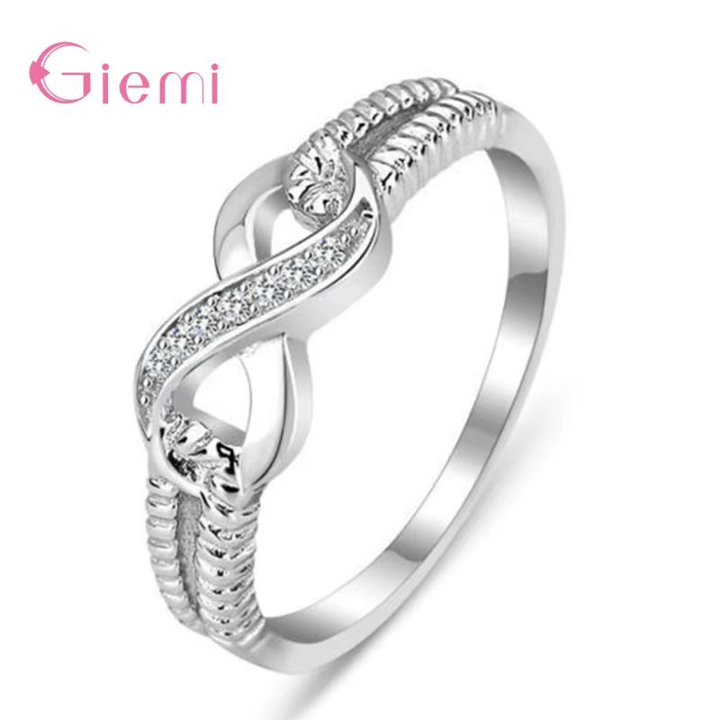 Bague Infinity en argent Sterling 925 pour femmes, bijoux fins, en Zircon cubique, à la mode, cadeau