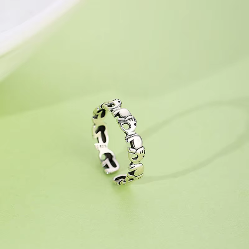 Buyee 925 bague ouverte en argent Sterling éléphant pour femmes hommes bijoux animaux mignons ethniq