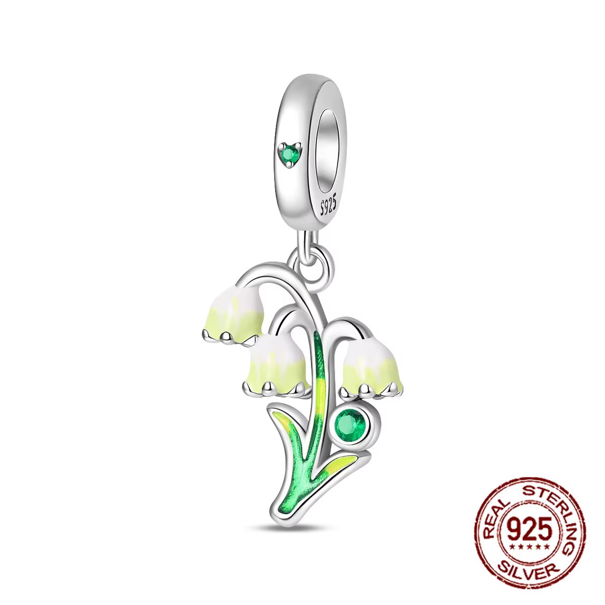 Breloque en argent Sterling 925, pendentif délicat en forme de muguet, adapté aux bracelets à breloq
