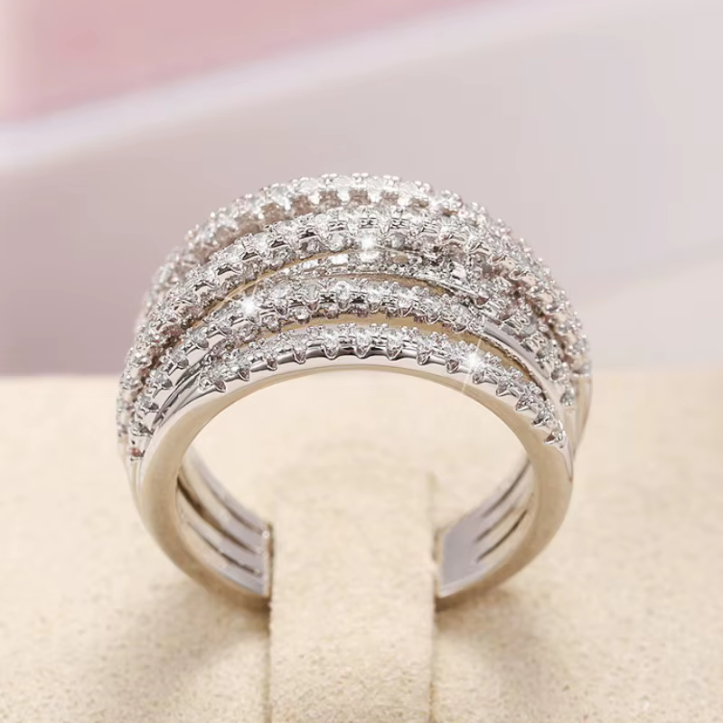 Huitan luxe croix conception anneaux entièrement pavé CZ pierre moderne mode scintillante femmes ann