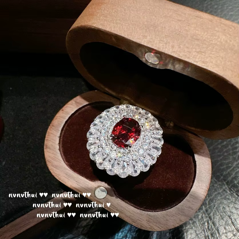Bagues de mariage absorbe ouissantes pour femmes, placage de platine, cubique rouge, contre-indiqué,