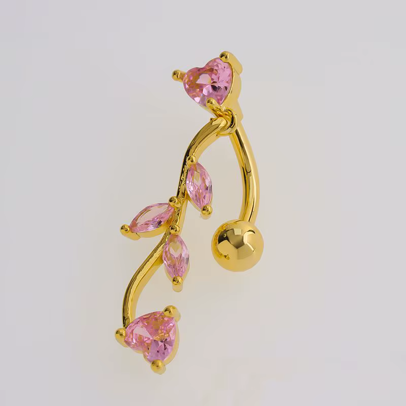 Piercing de nombril flottant tendance, plaqué or 18 carats 14G, anneau de nombril inversé avec crist