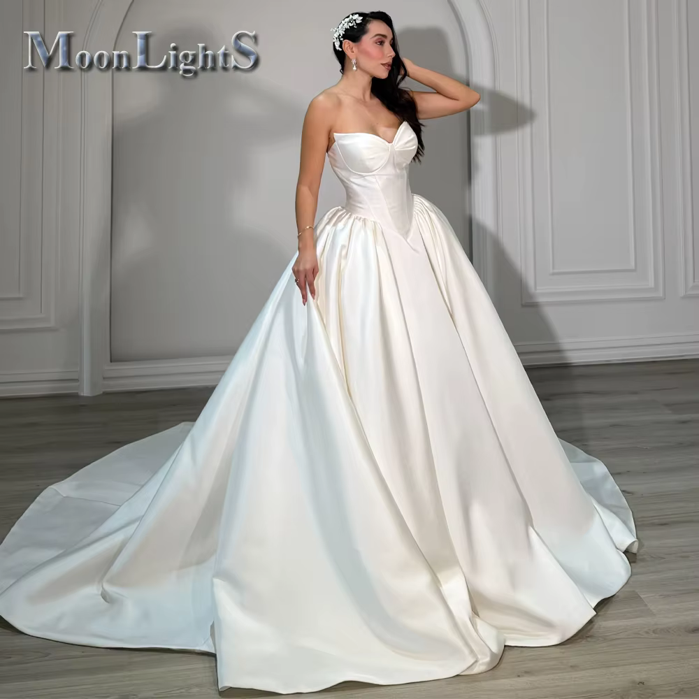 Robes de mariée glamour Moonlight Sweetheart pour femmes, robe de mariée civile plissée en forme de 