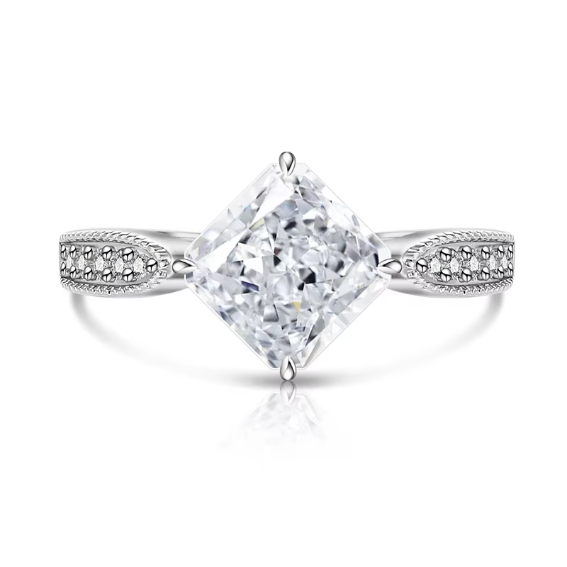 Bague en argent Sterling 925 avec fleur de glace, diamant scintillant à haute teneur en carbone, Cub