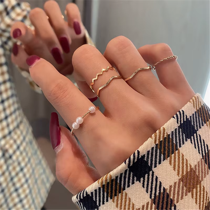 VAGZEB – bague d'articulation géométrique Vintage, couleur or argent, ensemble pour femmes, bohème m