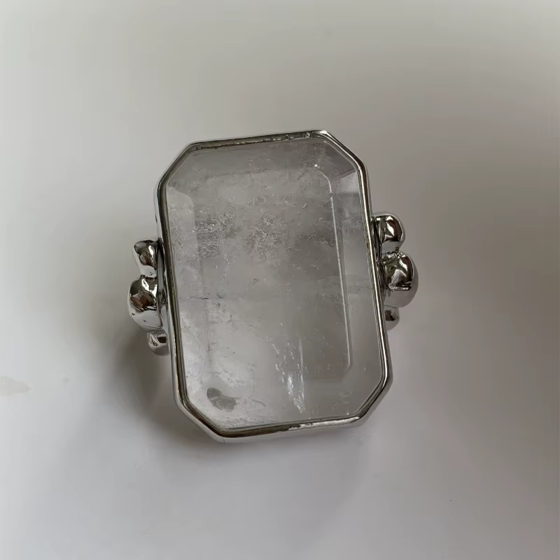 Bague en cristal cube de sucre carré, mode rétro française