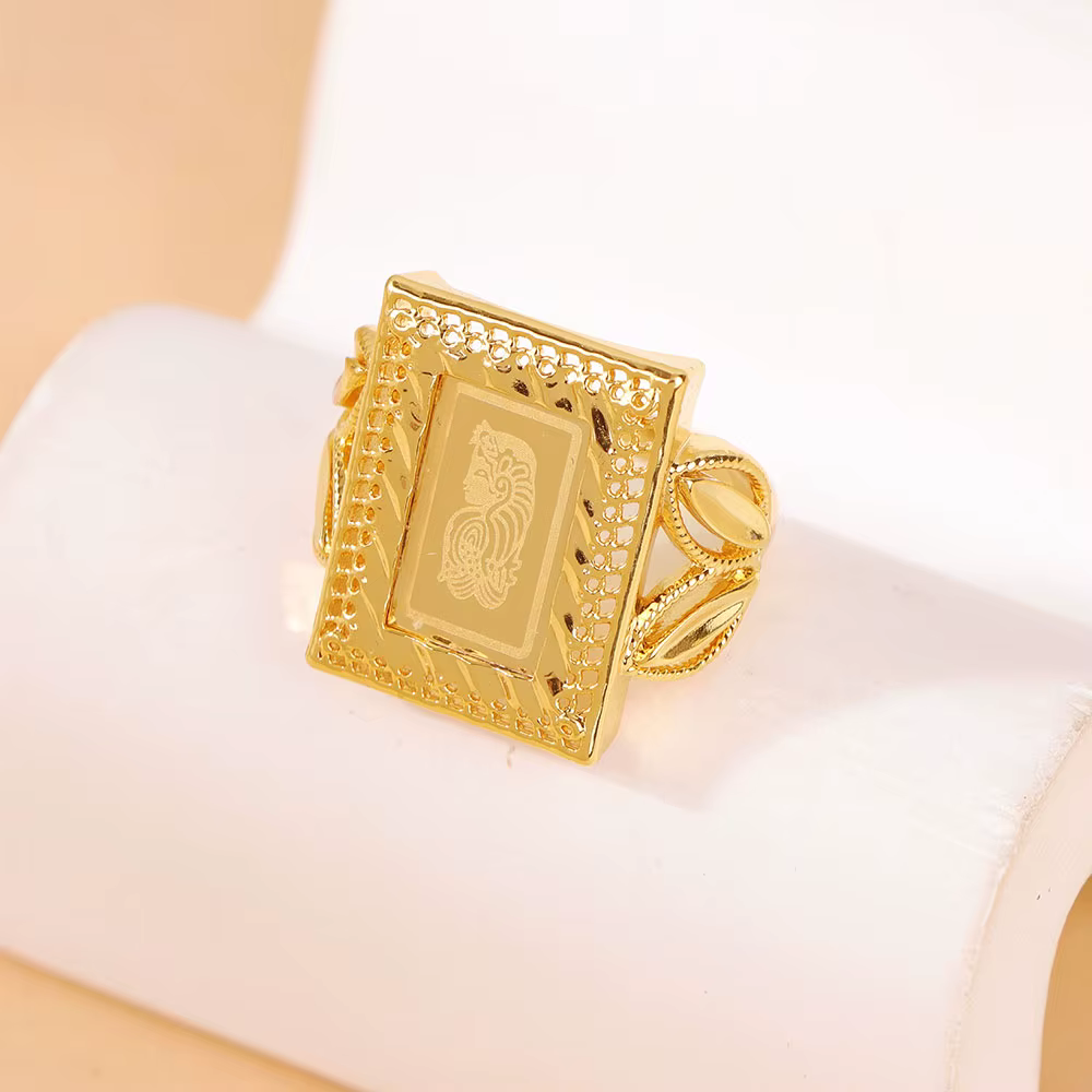 Bagues de mariage arabes en or 21 carats plaqué or, mode Dubaï, bague de fiançailles, bague de fête,