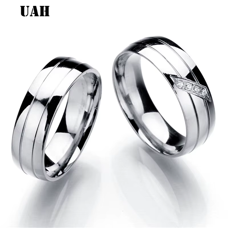 UAH-Bagues de mariage en acier au titane pour hommes et femmes, bijoux de couple simples, bijoux d'a