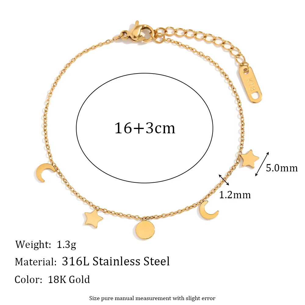 E.B.belle-Bracelet à breloques rondes étanches pour femme, bijoux en acier inoxydable plaqué or, éto