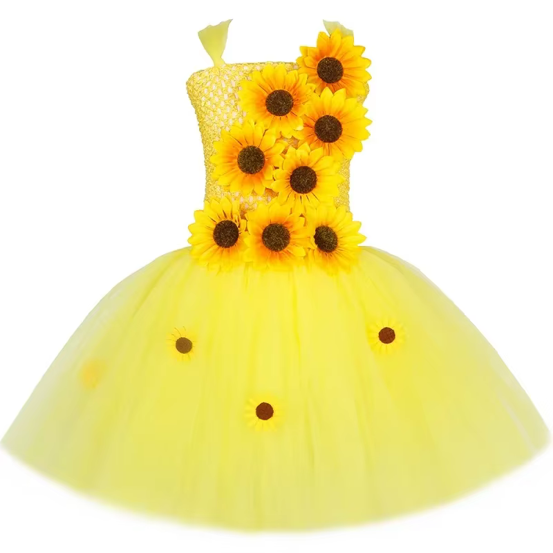 Robe Cosplay féerique tournesol pour filles, ensemble de costumes de fête de Thanksgiving, robes Tut
