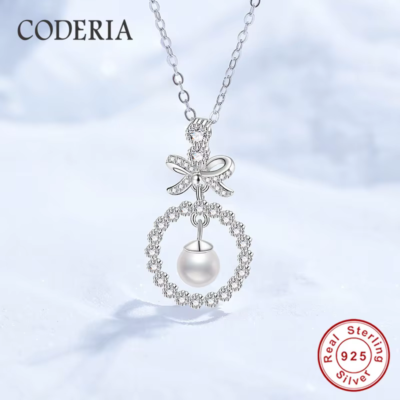 Collier complet en Moissanite pour femmes, pendentif en argent S925, perle d'eau douce naturelle, ca