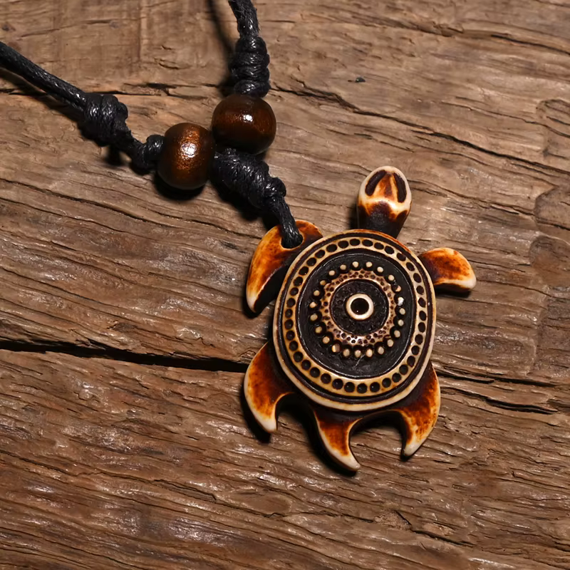 FX027 tortues de mer collier pendentif tour de cou bijoux Inca civilisation primitive style Tribal I