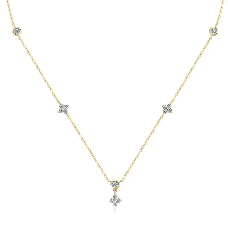 M-JAJA Moissanite quatre feuilles pendentif collier diamant collier ras du cou pour les femmes S925 