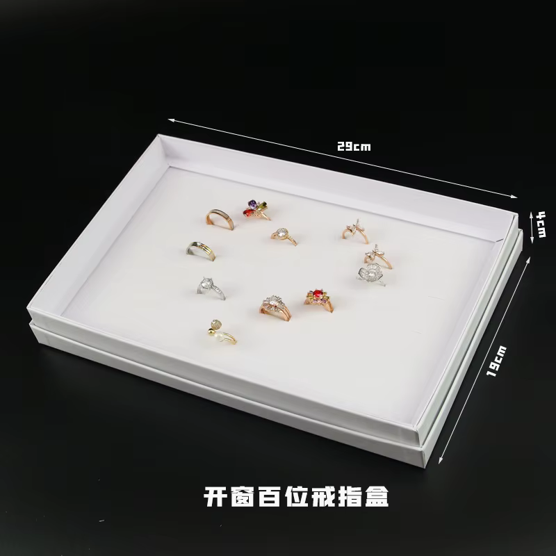 1 boîte de présentation de bijoux en carton à 100 emplacements avec couvercle transparent pour bague
