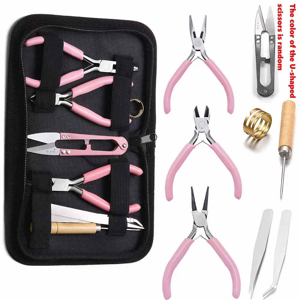 8 pièces fabrication de bijoux pinces ciseaux coupe pince à épiler perles trousse à outils bijoux ou