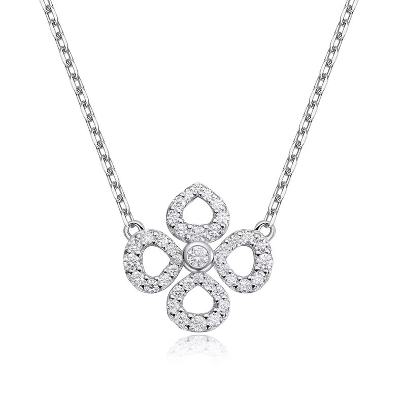 Collier pendentif en moissanite pleine fleur Smyoue pour femmes Chaîne scintillante pour filles Bijo