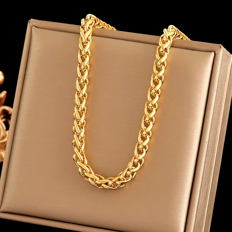 EILIECK 316L acier inoxydable or argent couleur chaîne épaisse collier pour les femmes mode cou cuba
