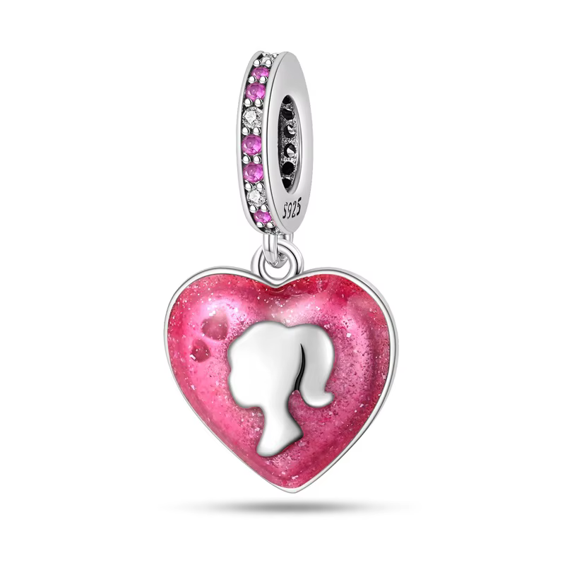 Pendentif porte-bonheur rose en argent sterling 925, compatible avec les bracelets originaux, bijoux