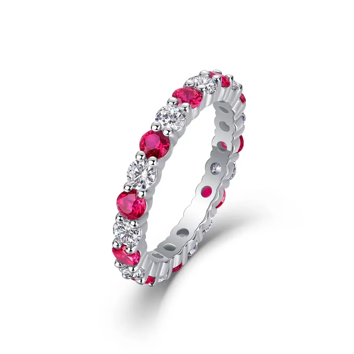 M-JAJA 3.5mm Moissanite alliance éternité rubis/saphir/émeraude bague pour les femmes S925 en argent