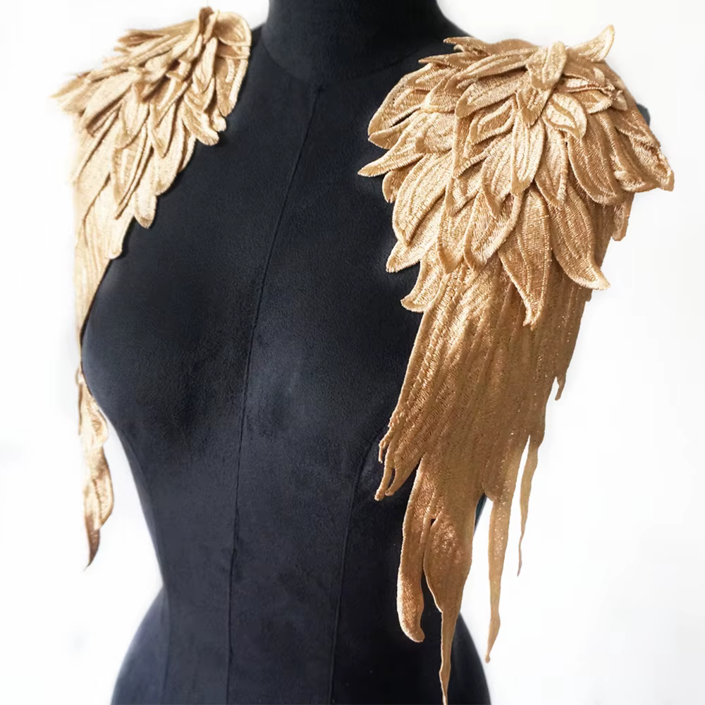 Patchs à motif d'aile pour vêtements, appliques en dentelle, couture sur robe de mariée, badge initi