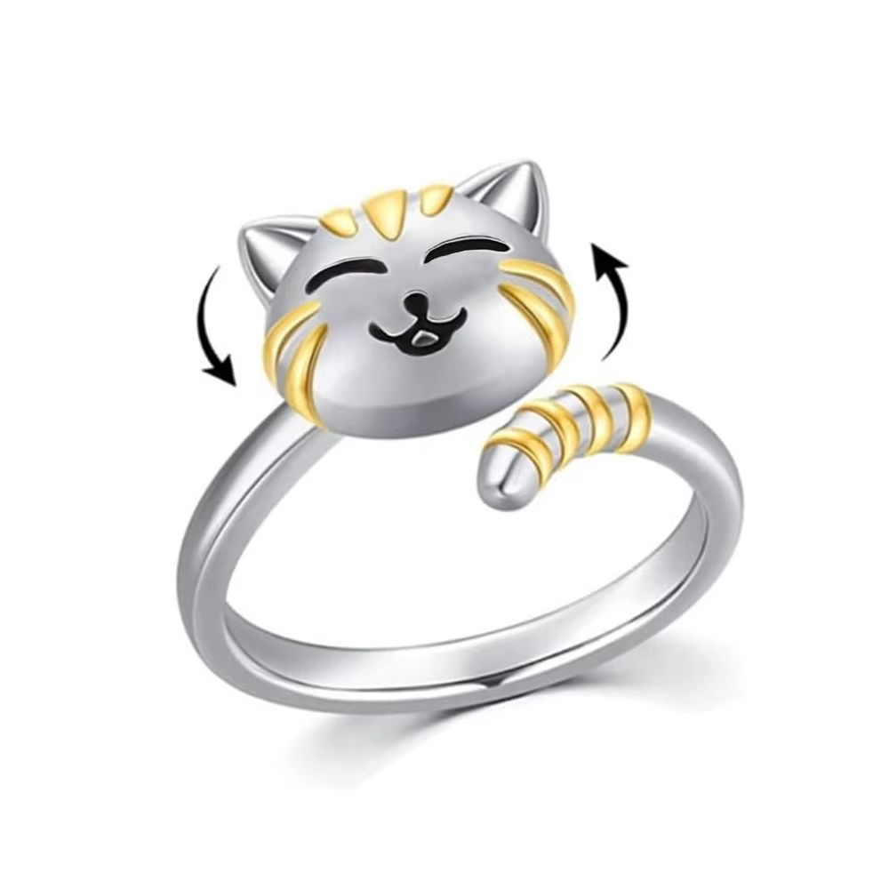 Mignon dessin animé chat anxiété soulager Spinner anneaux chaton Animal anxiété soulager ouvert régl