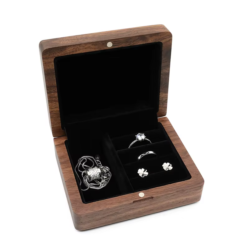 Boîte à bijoux pour femmes et hommes, étui de rangement pour bijoux, petit récipient en bois, suppor