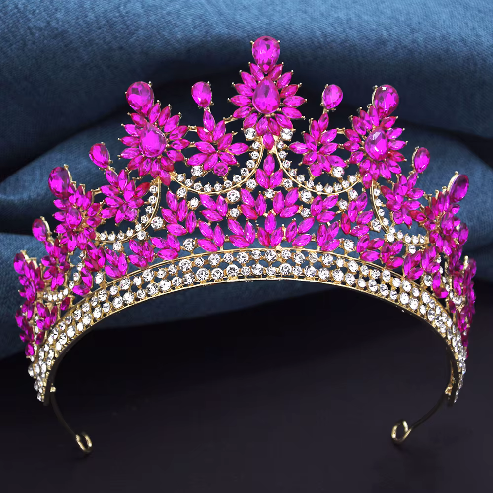 Diadèmes et couronnes de luxe en cristal rouge Rose pour mariée, coiffure de couronne de mariage, pr