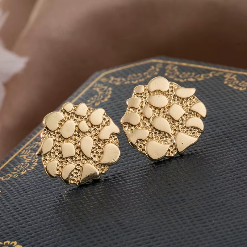 Boucles d'oreilles géométriques rétro irrégulières en or, élégantes, en alliage, bijoux confortables