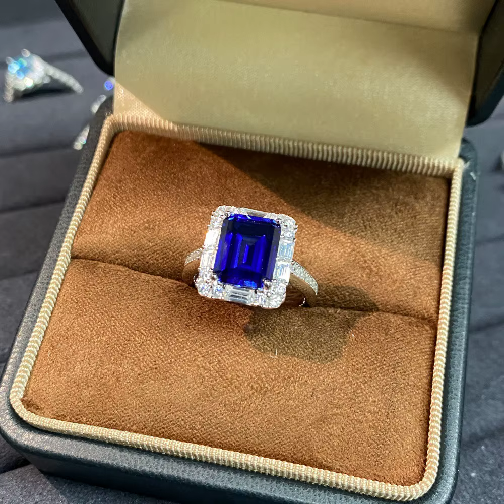 Bague en argent sterling S925 pour femme, saphir bleu royal cultivé, bague de fiançailles, bague de 