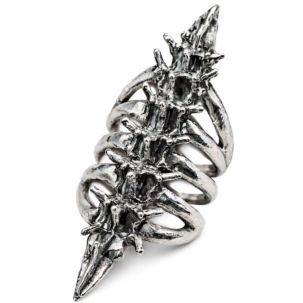 Bague squelette cyberpunk gothique tendance unisexe, personnalisée, rétro, en métal, motif os de col