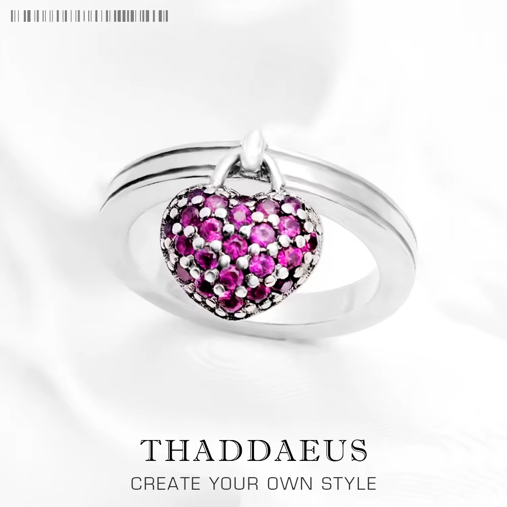 Bague pavée de cœur rouge, Style européen Glam, mode romantique, bons bijoux pour femmes, cadeau en 