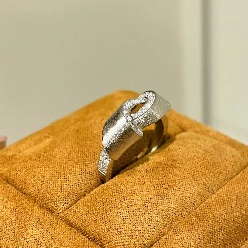 Bagues Vintage entrelacées brossées pour femmes, incrustation de diamant de luxe léger, argent 925 b