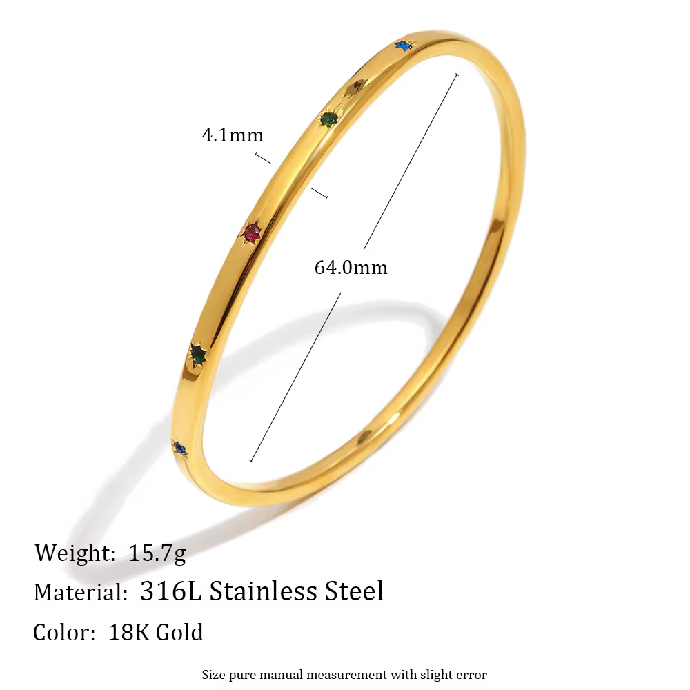 Bracelet fin E.B.belle avec pierres multicolores en CZ, minimaliste, hypoallergénique, en acier inox