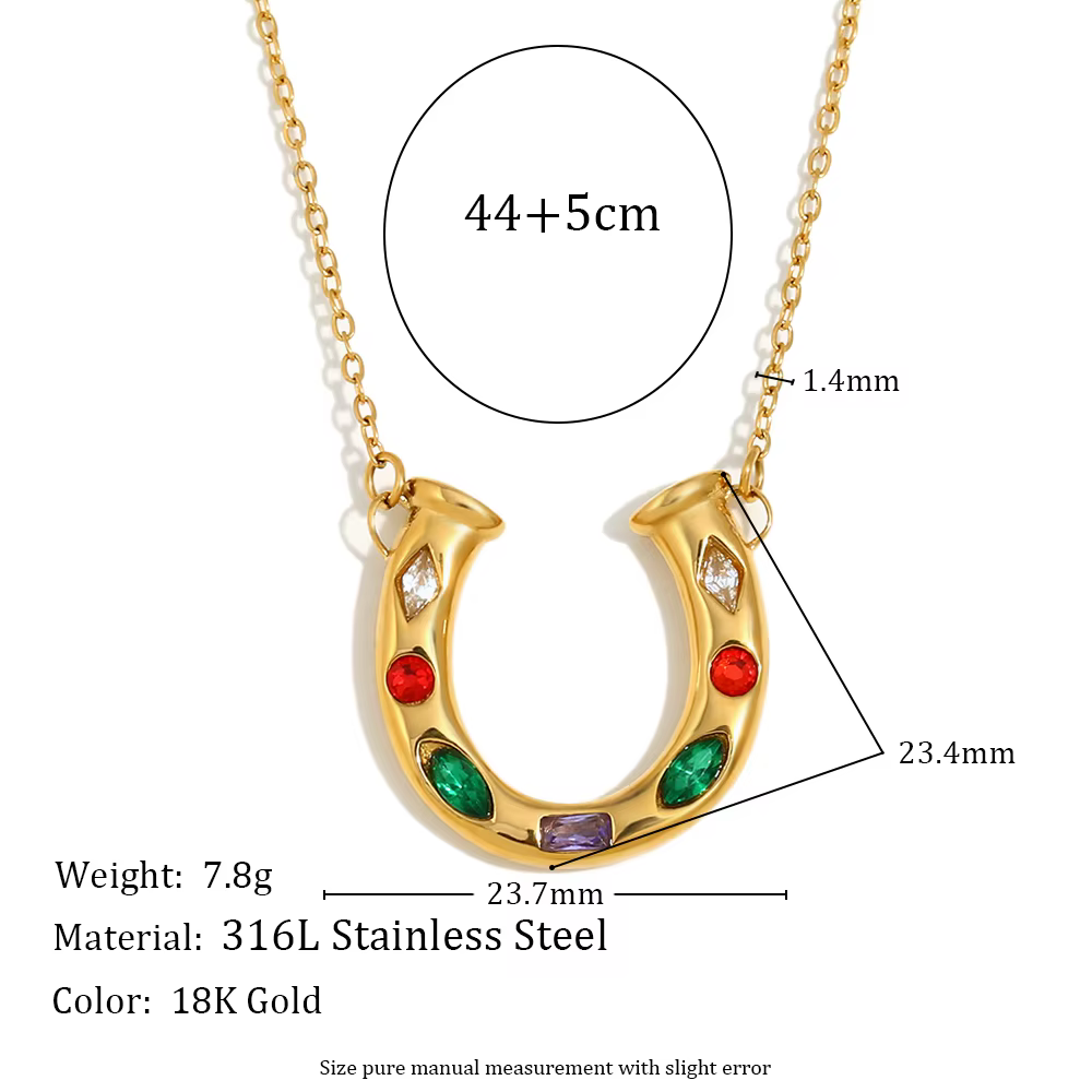 E.B.belle-Collier pendentif en forme de U avec biscuits pour femme, bijoux en acier inoxydable plaqu