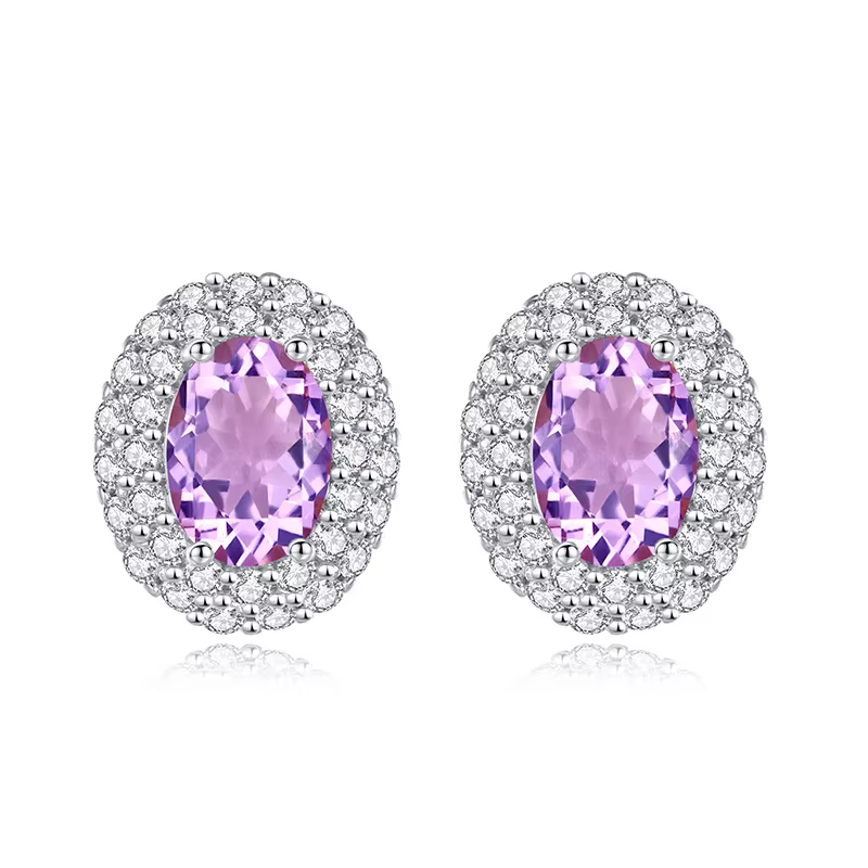 Boucles d'oreilles en argent Sterling 925 avec topaze bleue pour femmes, coupe ovale, cristal nature