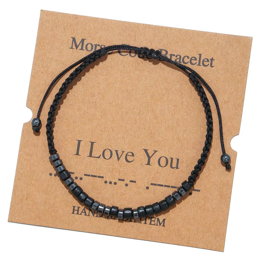 Bracelets tissés SecExamen Love Confession pour hommes et femmes, code Morse, je t'aime, métaphore d