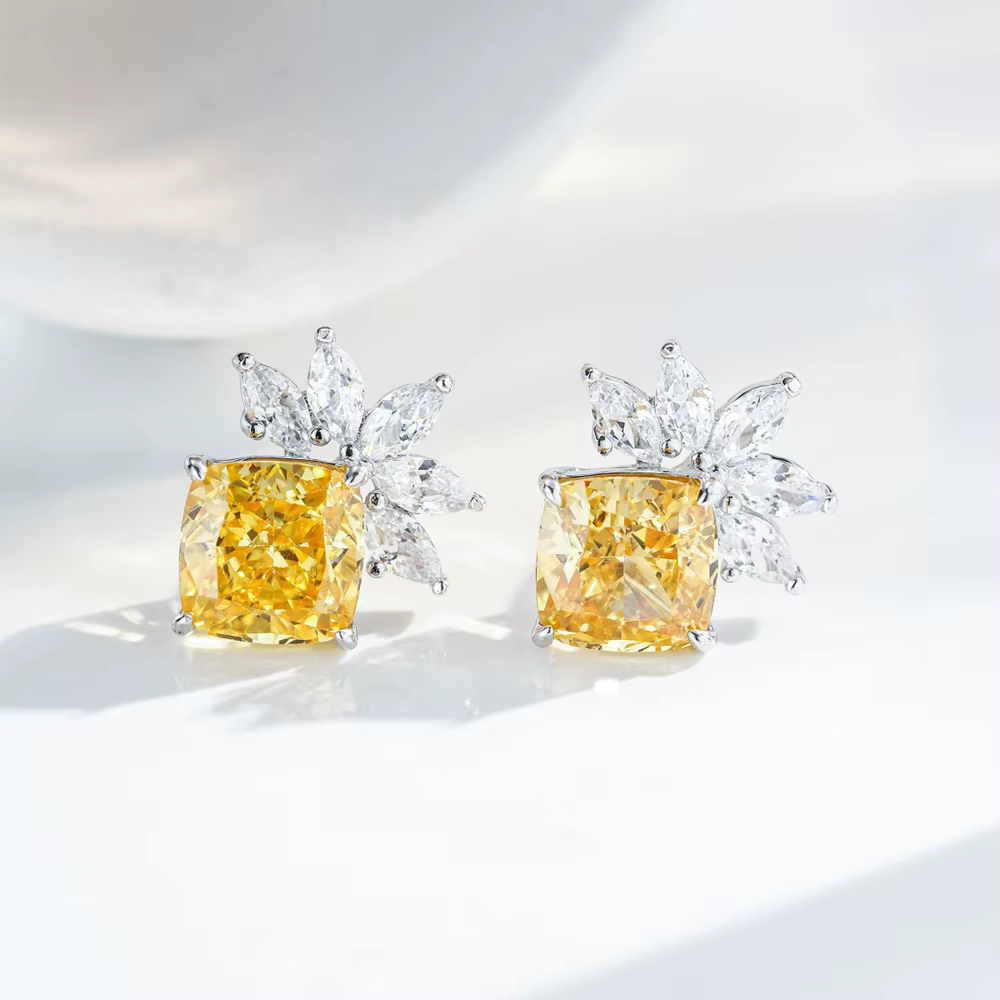 Wong Rain – boucles d'oreilles scintillantes en argent Sterling 925, émeraude de laboratoire, Citrin
