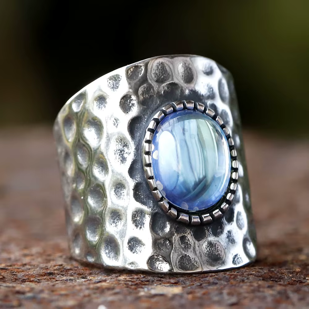 Bague en pierre d'opale narnaturelle pour hommes et femmes, acier inoxydable, bijoux de luxe dominat